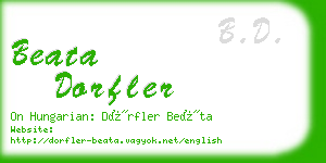 beata dorfler business card